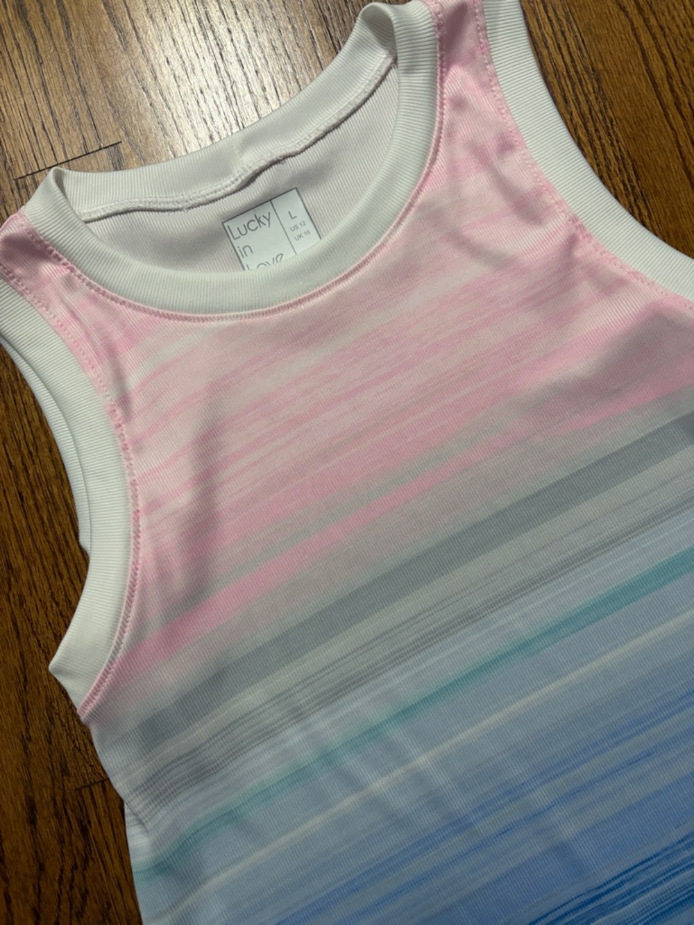 Lucky in Love Pink to Blue Ombre Stripe Tank - Picture 2 of 5